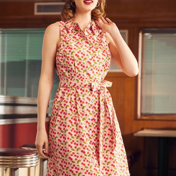 Modcloth Pink and White Sleeveless Sundress with Peter Pan Collar - Picture 5 of 5